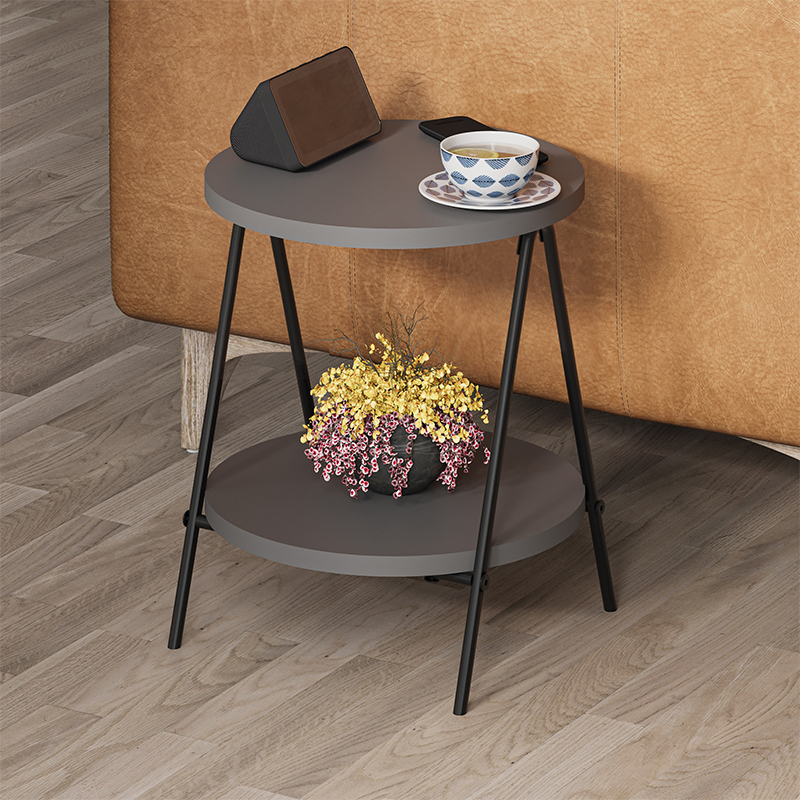 Стол приставной с 2-мя круглыми столешницами цвета антрацит ESSEL SIDE TABLE ANTHRACITE