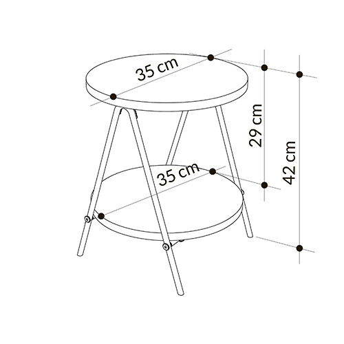 Стол приставной с 2-мя круглыми столешницами цвета антрацит ESSEL SIDE TABLE ANTHRACITE