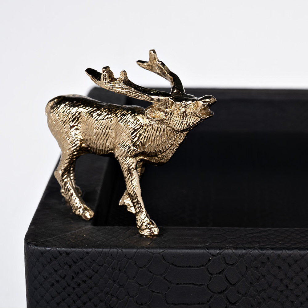 Стол сервировочный кожаный с декором в виде золотистой фигуркой лося Embodiment of Style