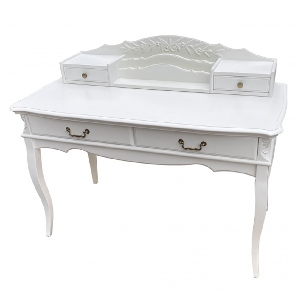 Стол-бюро белого цвета из массива бука с 4-мя ящиками White Provence