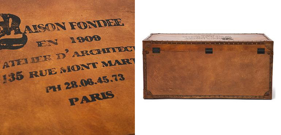 Стол-сундук Vintage buffalo leather chest-table