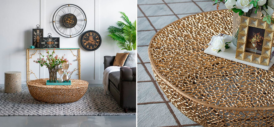 Столик алюминиевый золотой Jennifer