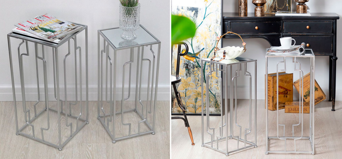 Столик высокий с серебряной основой Edison