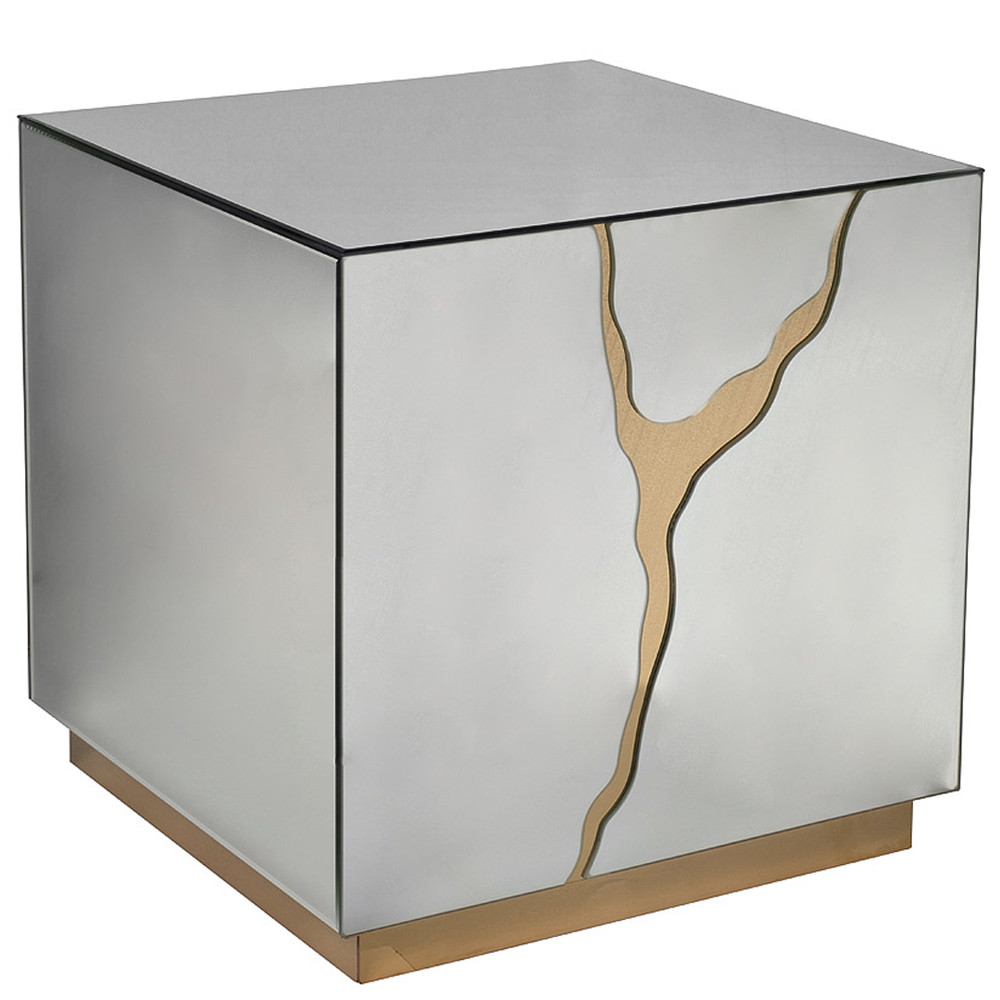 Столик журнальный зеркальный с золотым декором Gold Painted Mirror Table