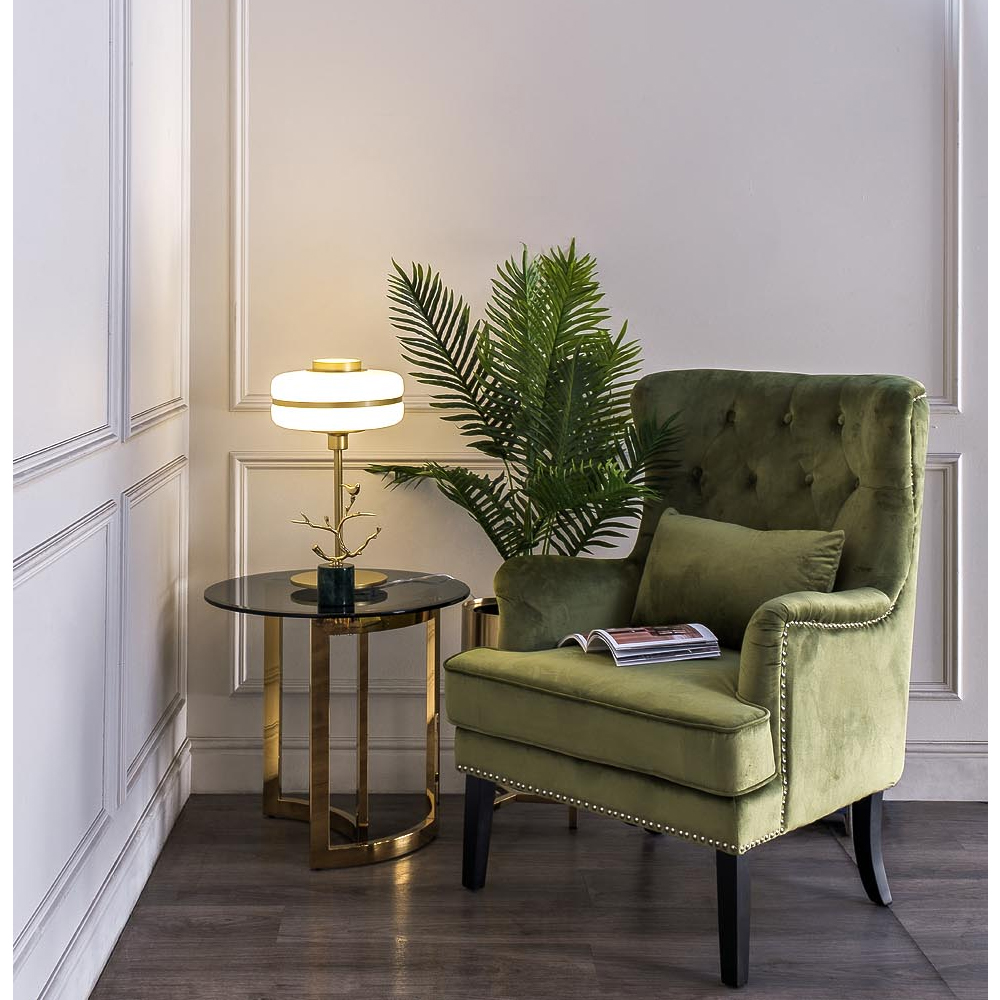 Столик журнальный золотой с темным стеклом Tastiness