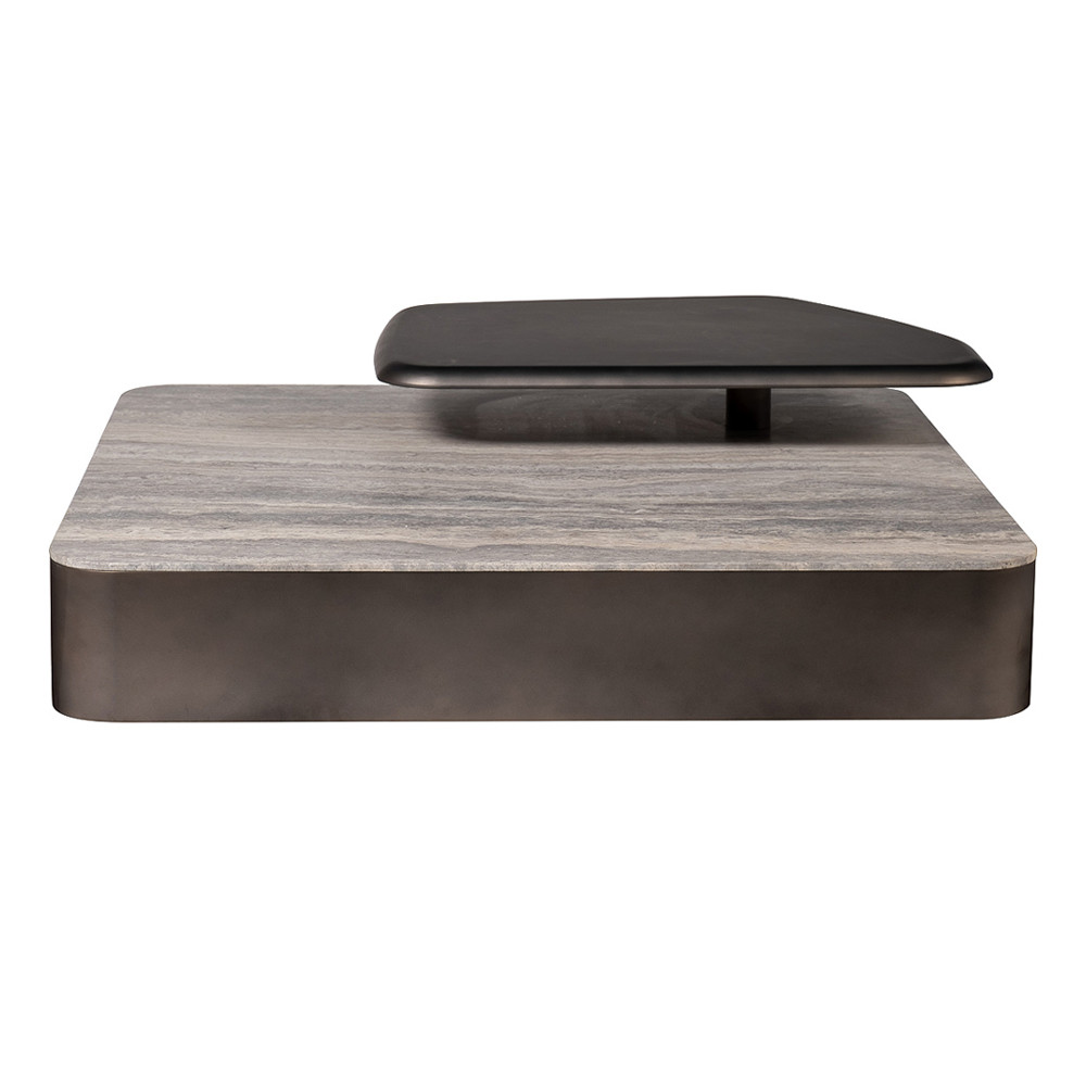 Столик журнальный квадратный  с полкой Sculptural Marble Accent с мрамором