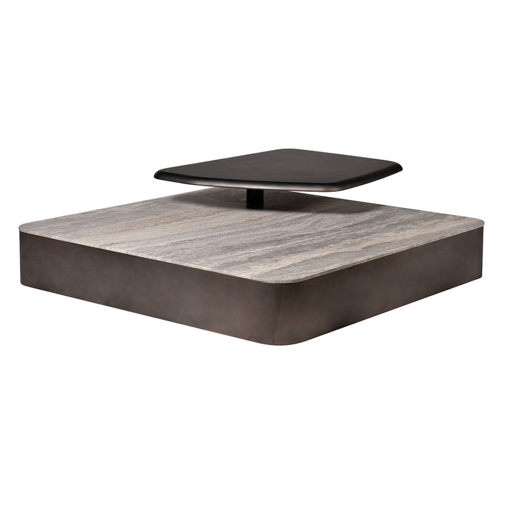 Столик журнальный квадратный  с полкой Sculptural Marble Accent с мрамором