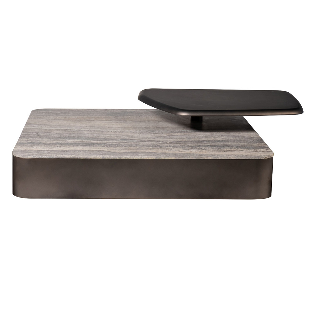 Столик журнальный квадратный  с полкой Sculptural Marble Accent с мрамором