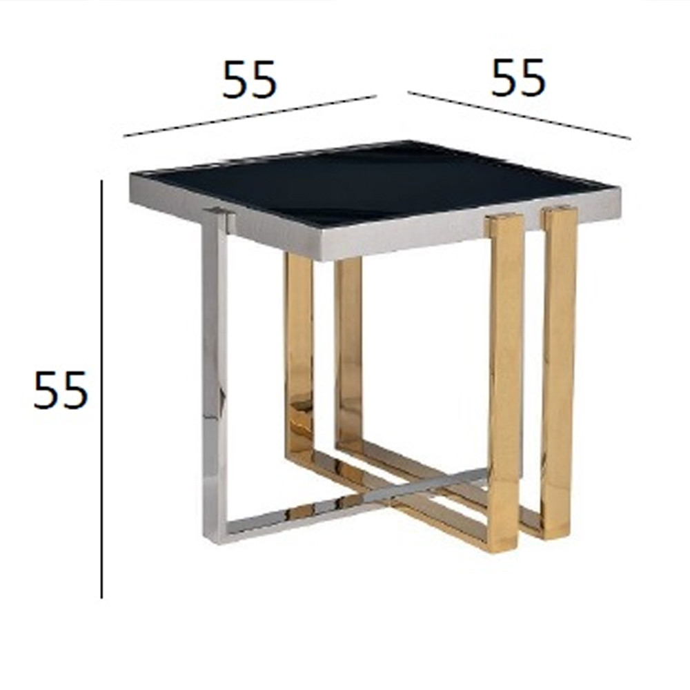 Столик журнальный квадратный с основанием в оттенках хром и золото Harmony Color and Shapes