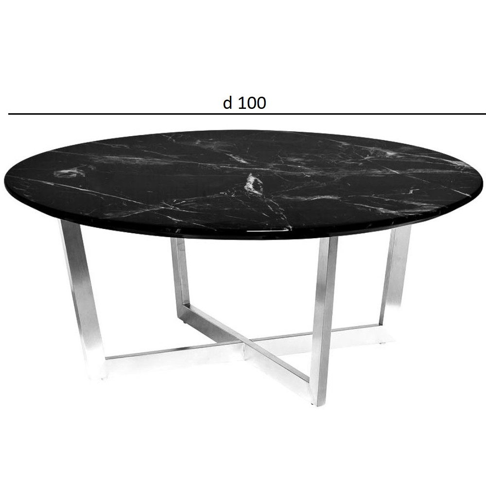 Столик журнальный круглый с белый столешницей Marsali Coffee Table