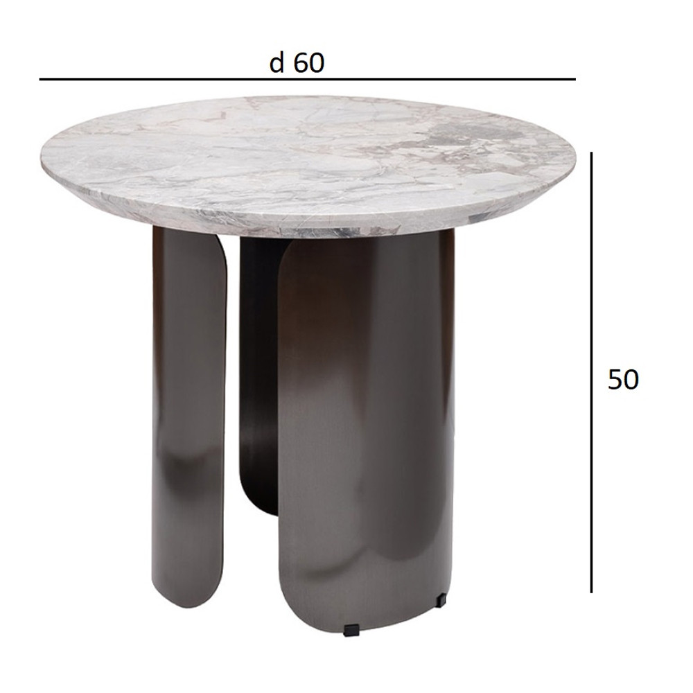 Столик журнальный круглый с мраморной столешницей Gray Marble Table
