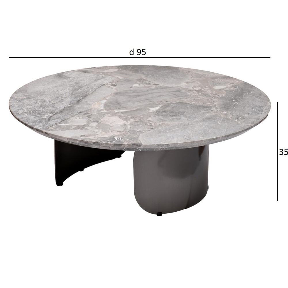 Столик журнальный круглый с мраморной столешницей Gray Marble Table