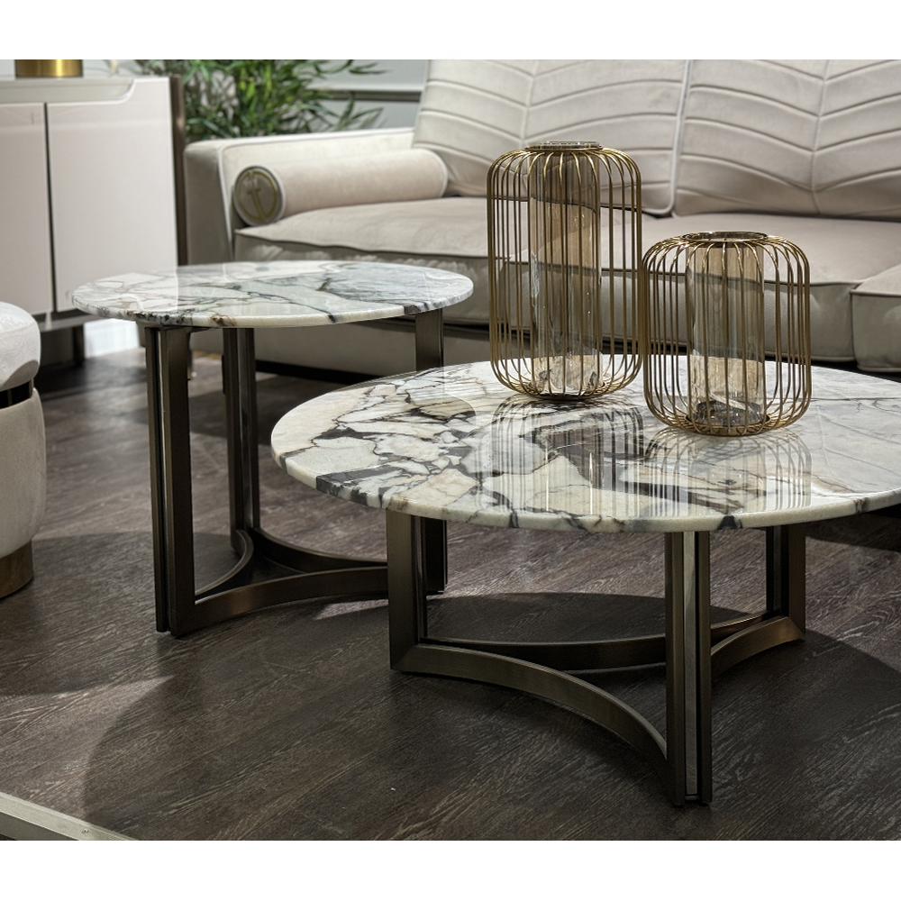 Столик журнальный с круглой мраморной столешницей Unique Stone Design