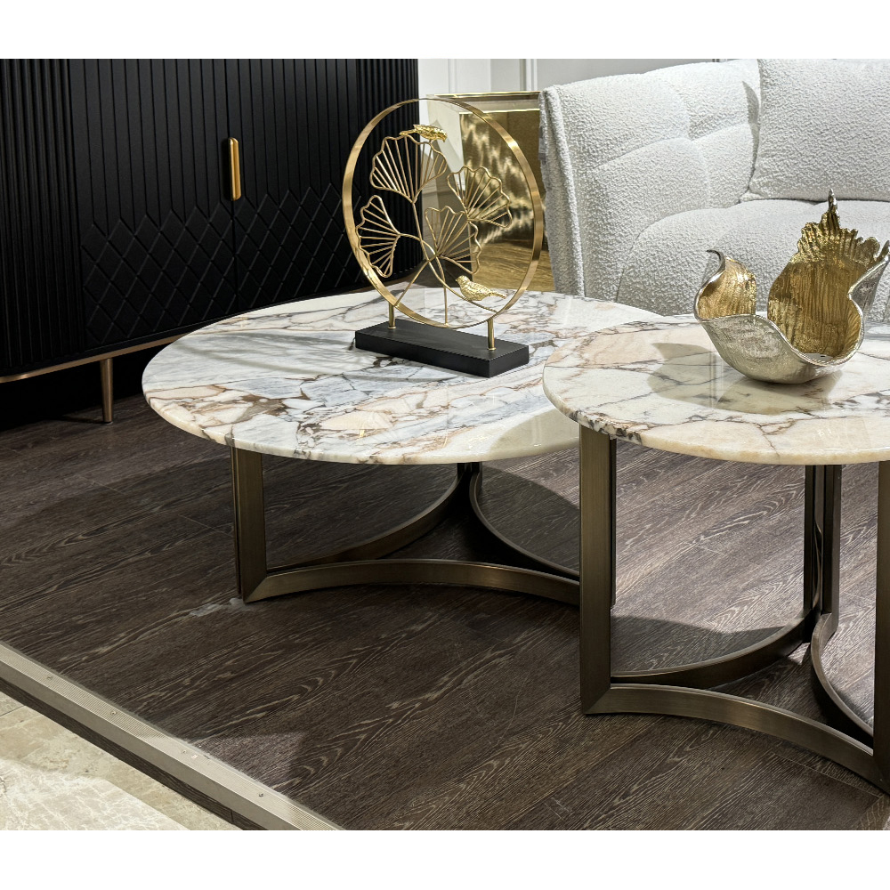 Столик журнальный с круглой мраморной столешницей Unique Stone Design