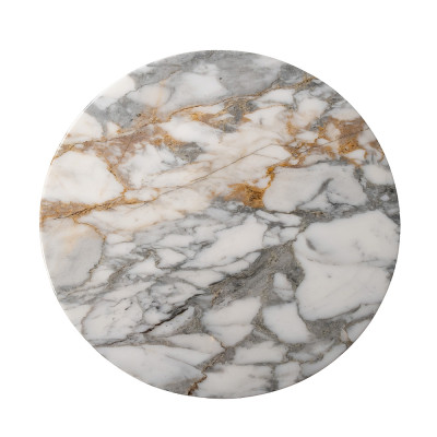 Столик журнальный с круглой мраморной столешницей на трех опорах Marble Stone Drawing