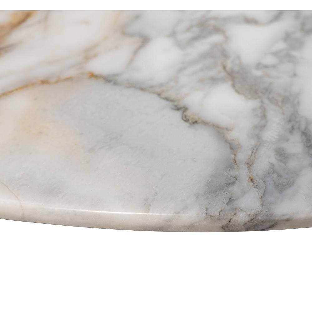 Столик журнальный с круглой мраморной столешницей на трех опорах Marble Stone Drawing