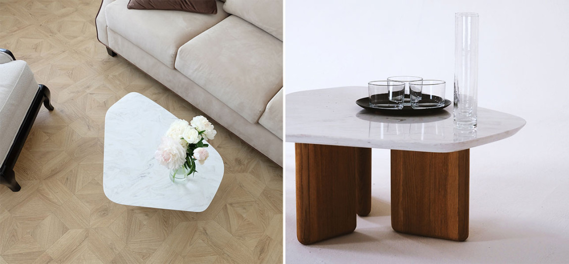 Столик кофейный белая столешница Duncan