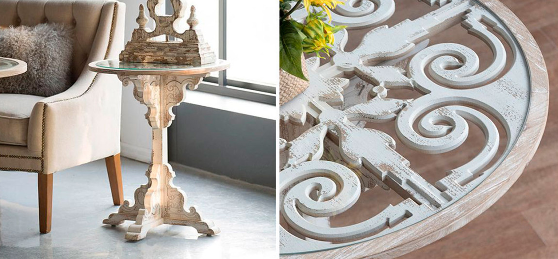 Столик круглый на резном пьедестале Olivia