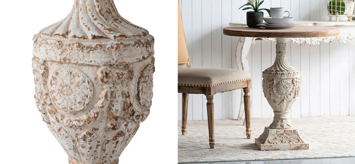 Столик круглый с гравировкой на ножке Evelyn