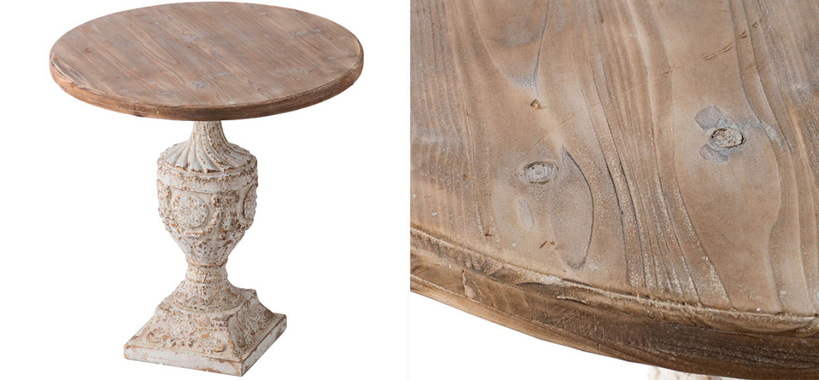 Столик круглый с гравировкой на ножке Evelyn