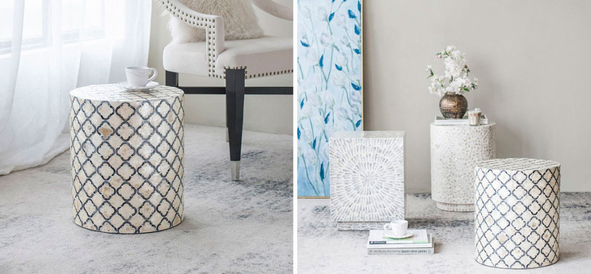 Столик круглый с инкрустацией мозаика Stella