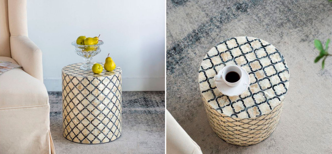 Столик круглый с инкрустацией мозаика Stella