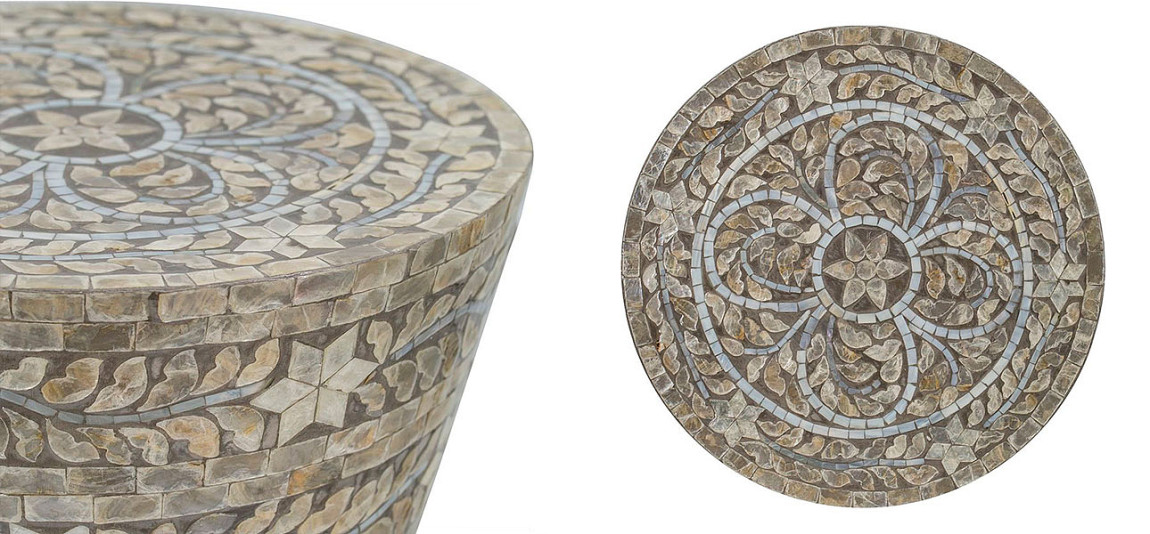 Столик круглый с инкрустацией мозаика цветы Zoe