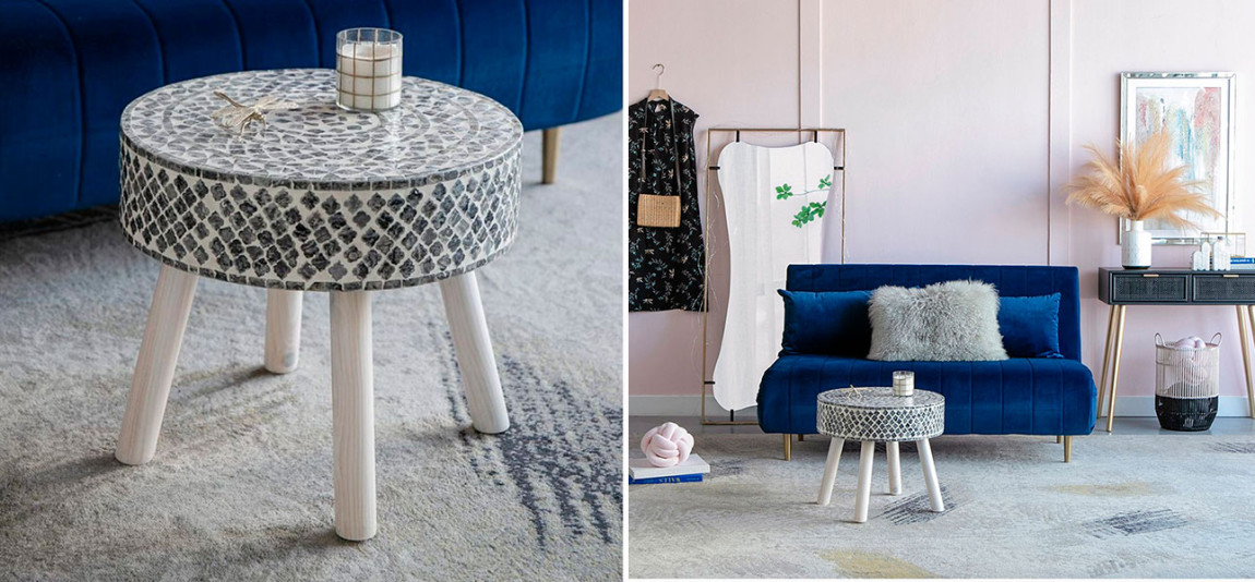 Столик круглый с инкрустацией на ножках Calvin