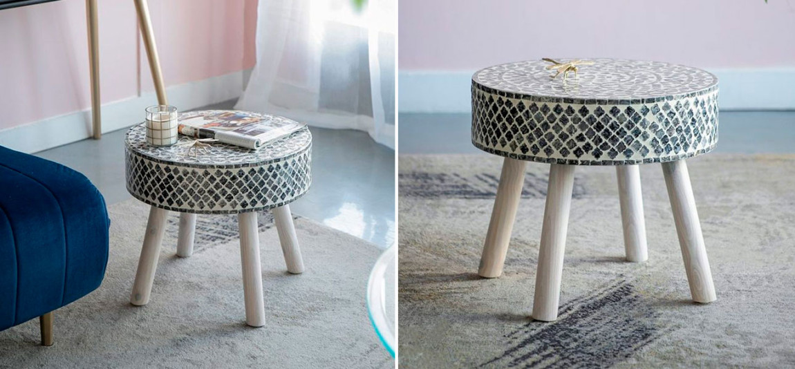 Столик круглый с инкрустацией на ножках Calvin