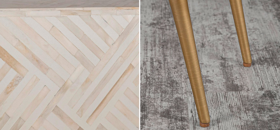 Столик на ножках с инкрустацией белый Chloe