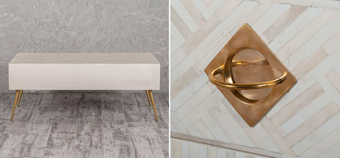 Столик на ножках с инкрустацией белый Chloe