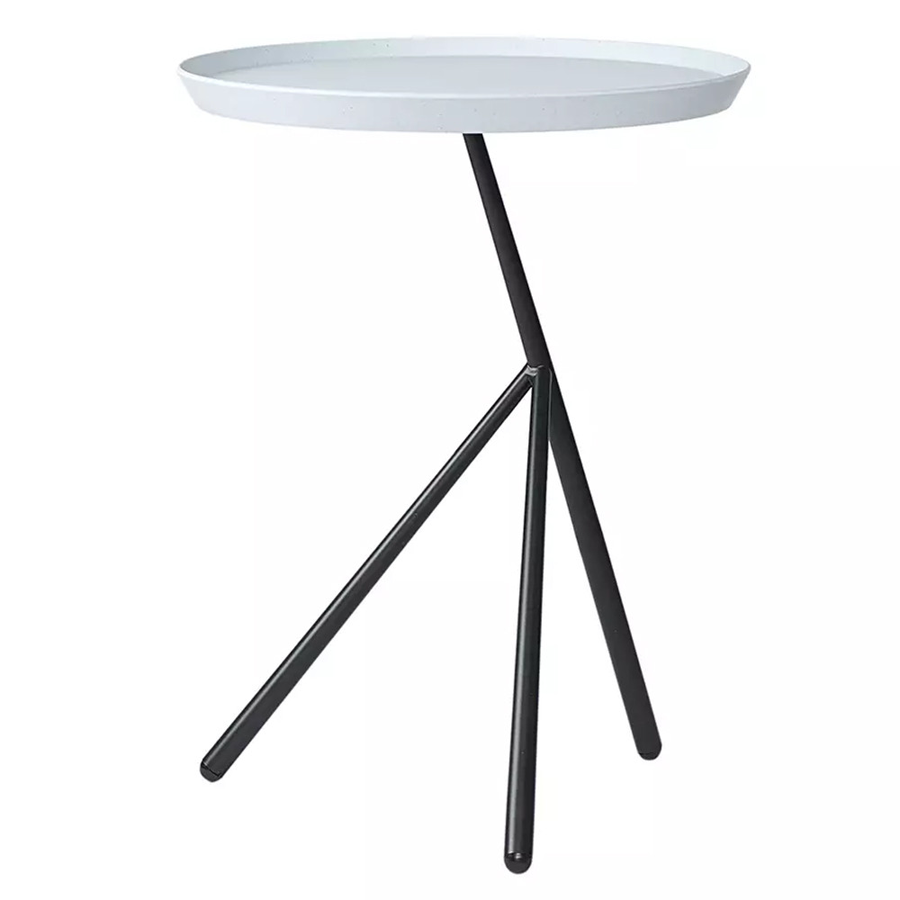 Столик приставной с круглой серой столешницей и черным основанием Round Stable Table