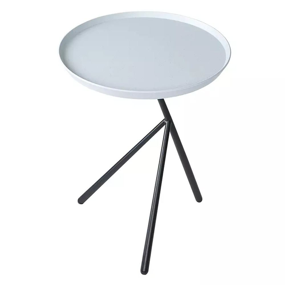 Столик приставной с круглой серой столешницей и черным основанием Round Stable Table