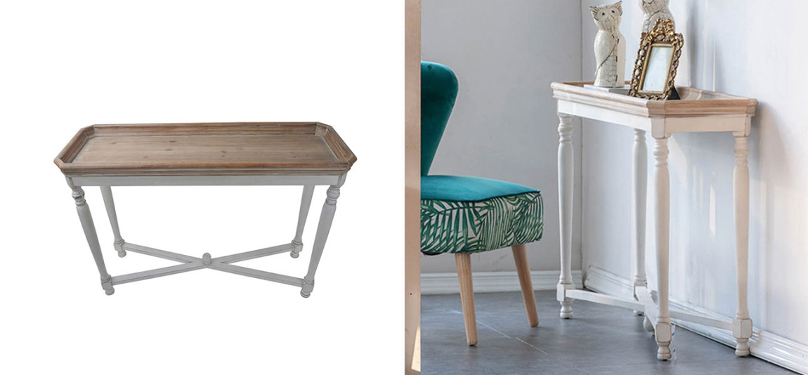 Столик прямоугольный с деревянной столешницей Beatrice