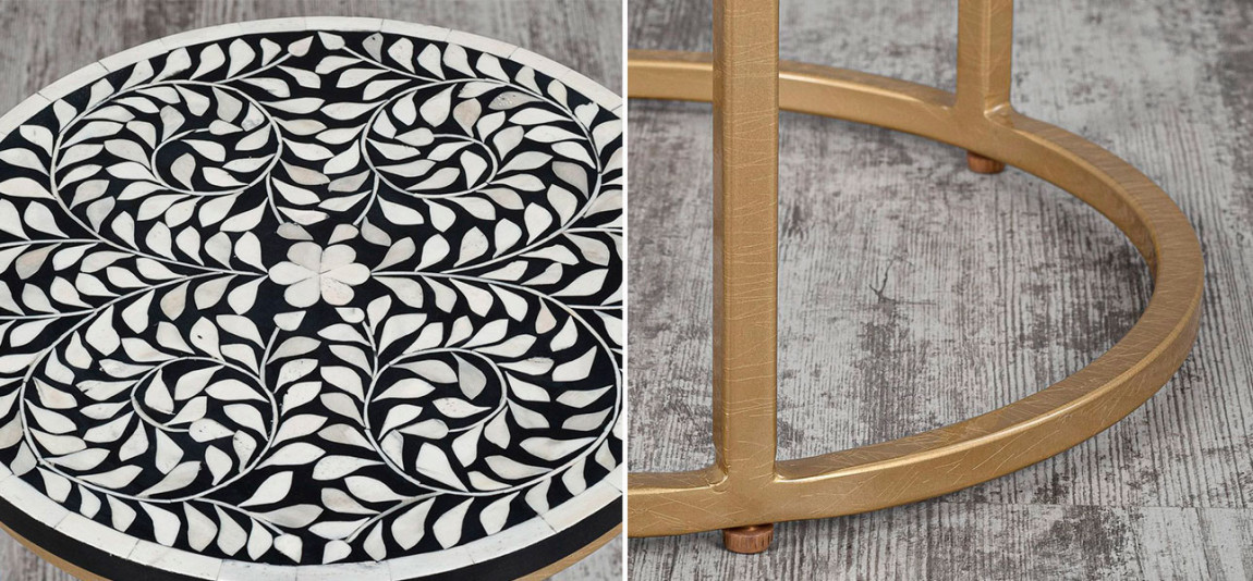 Столик с инкрустацией круглая столешница Agata