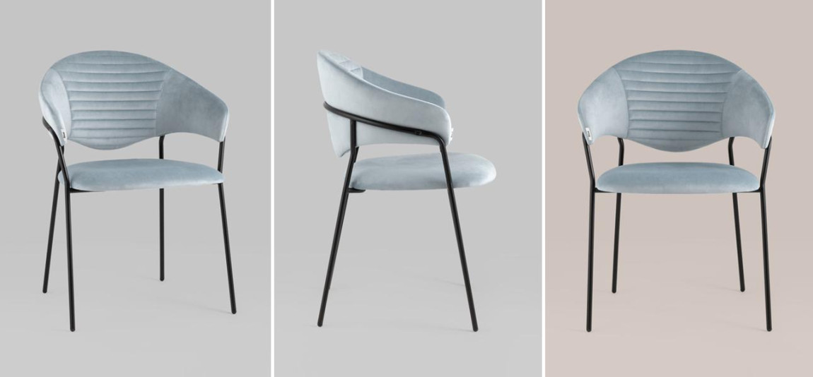 Стул Alexis Chair Пыльно-Голубой Велюр