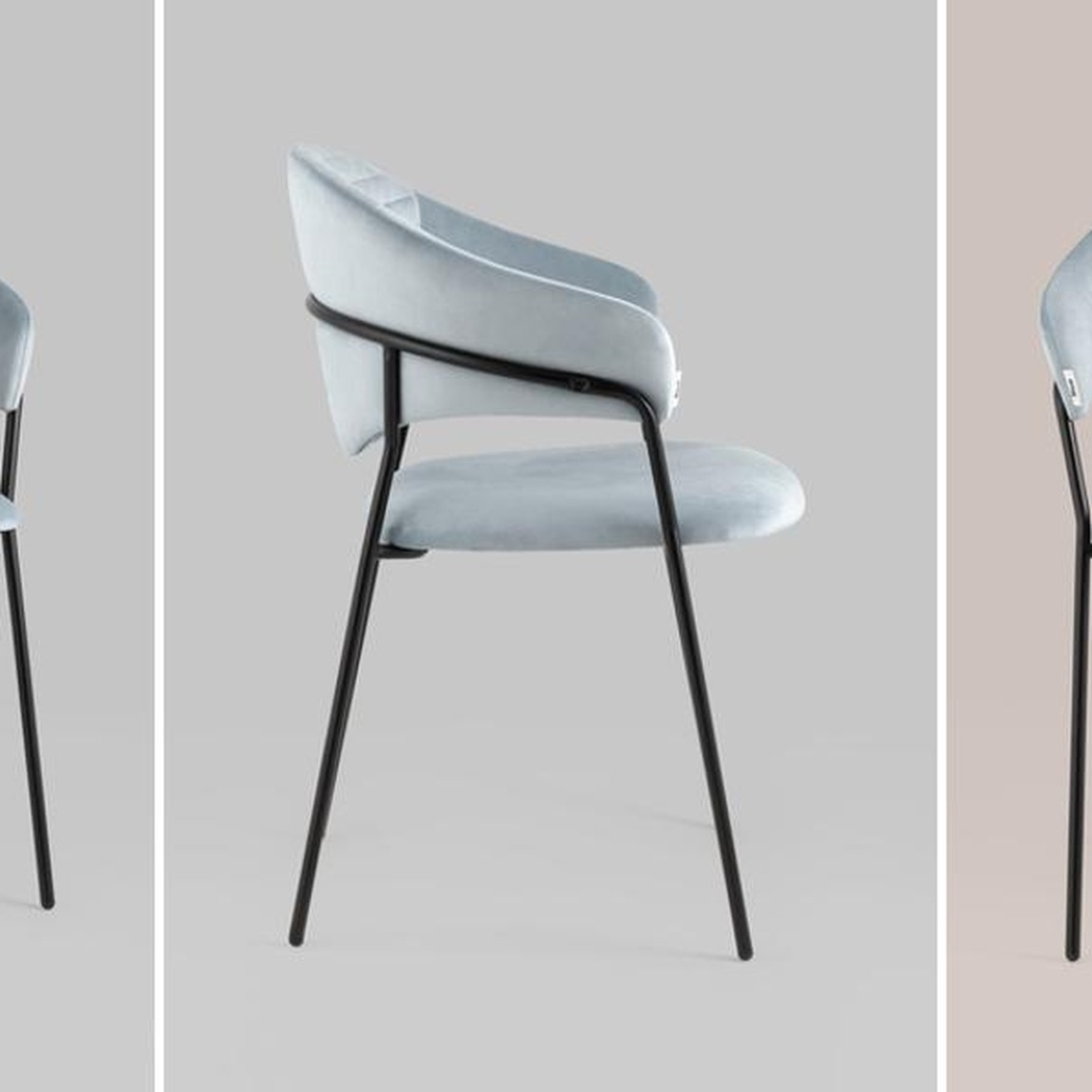 Стул Alexis Chair Пыльно-Голубой Велюр