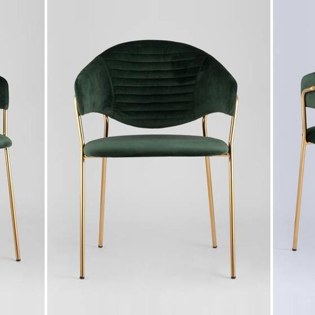 Стул Alexis Chair Пыльно-Зеленый цвет Золотые ножки
