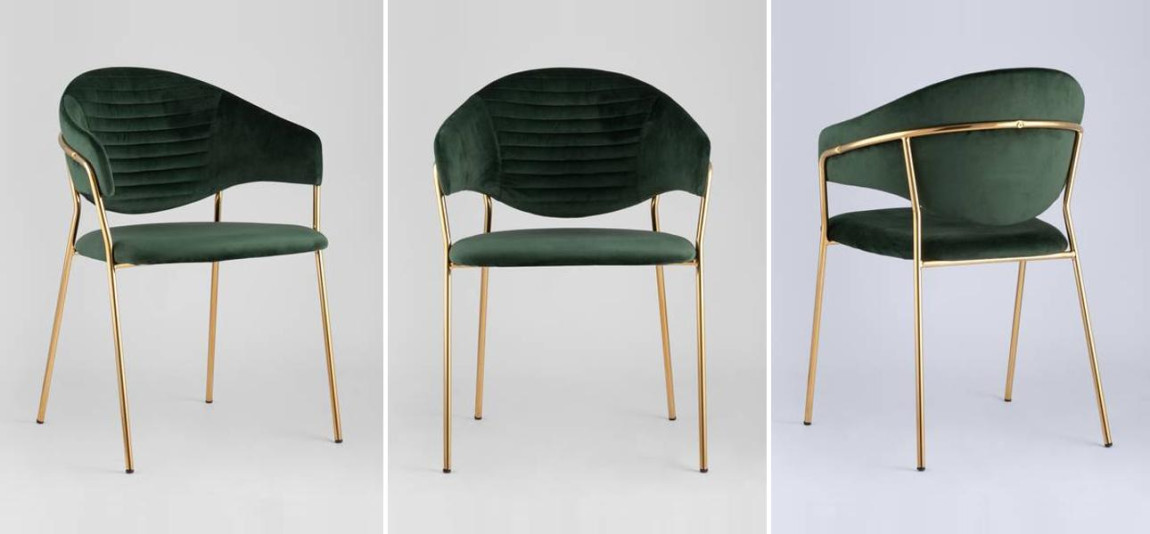 Стул Alexis Chair Пыльно-Зеленый цвет Золотые ножки