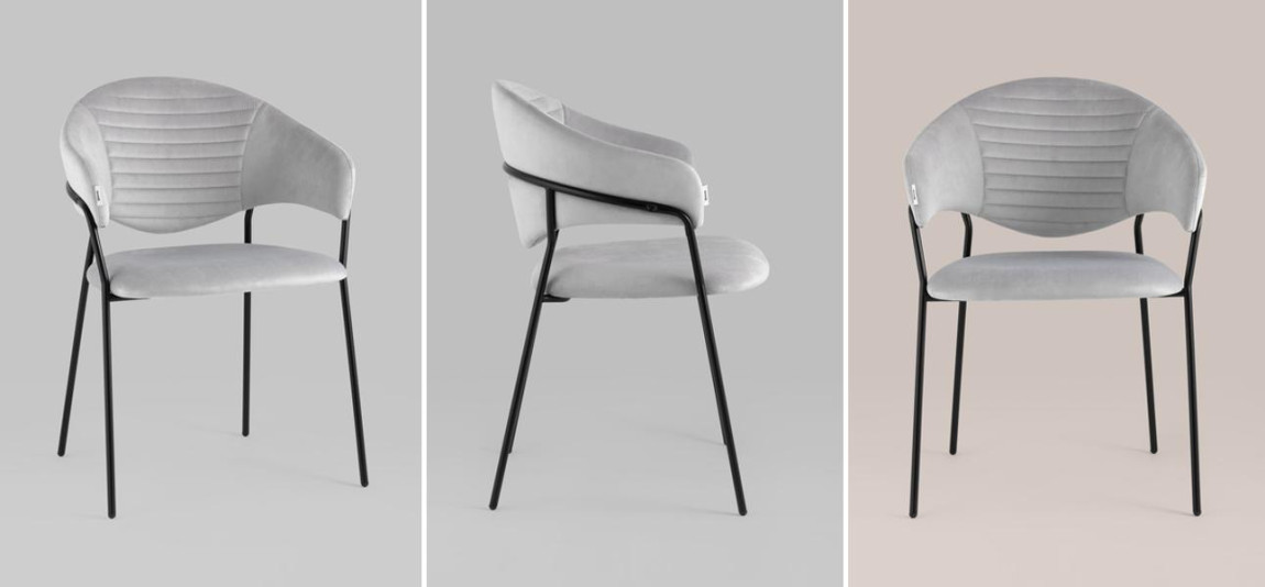 Стул Alexis Chair Светло-Серый Велюр