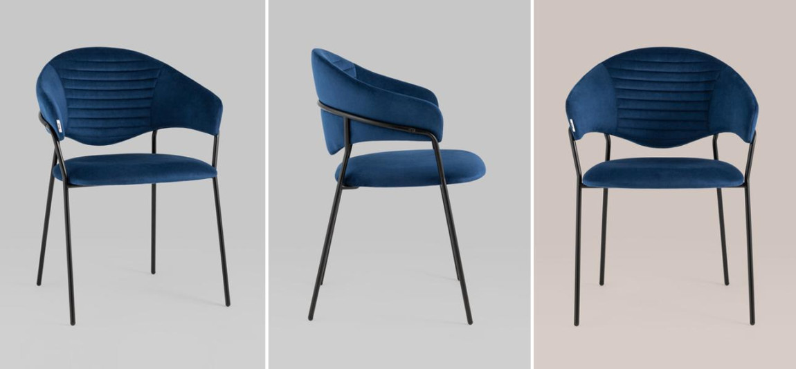 Стул Alexis Chair Синий Велюр