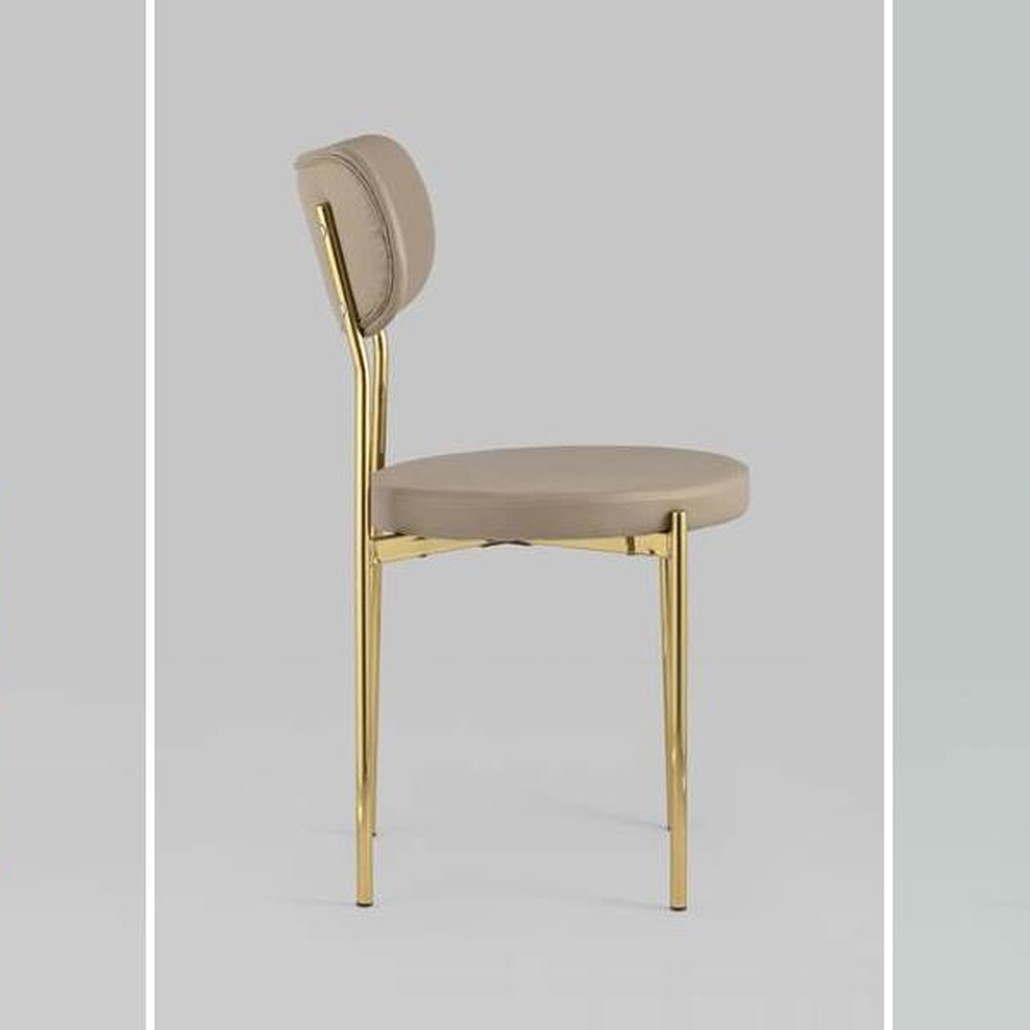 Стул Alfie Chair Золотые ножки Бежевая Экокожа
