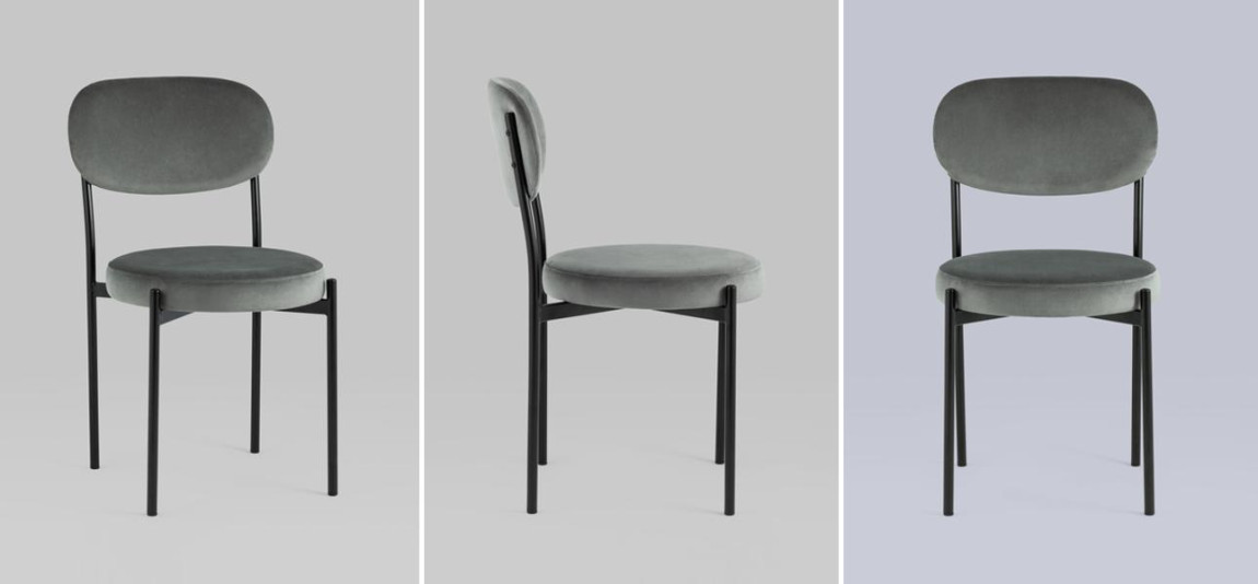 Стул Alfie Chair Темно-Серый Велюр