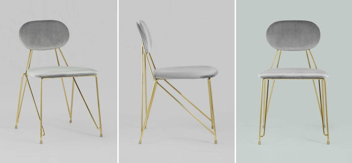 Стул Alice Chair Светло-Серый Велюр