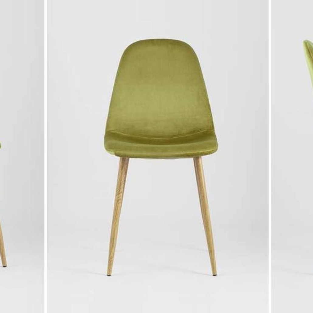 Стул Archie Chair Велюр Фисташковый цвет Деревянные ножки
