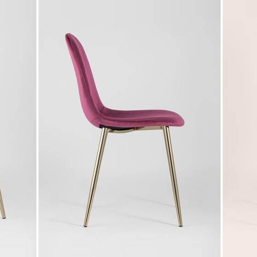 Стул Archie Chair Велюр Фуксия Золотые ножки