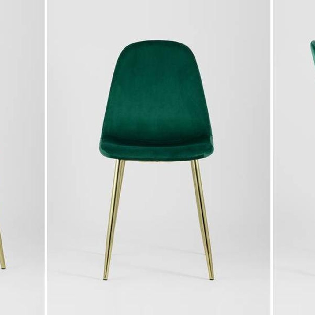 Стул Archie Chair Изумрудный Зеленый  Велюр Золотые ножки
