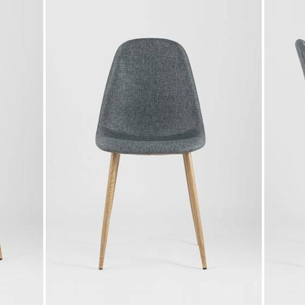 Стул Archie Chair Серая Рогожка Деревянные ножки