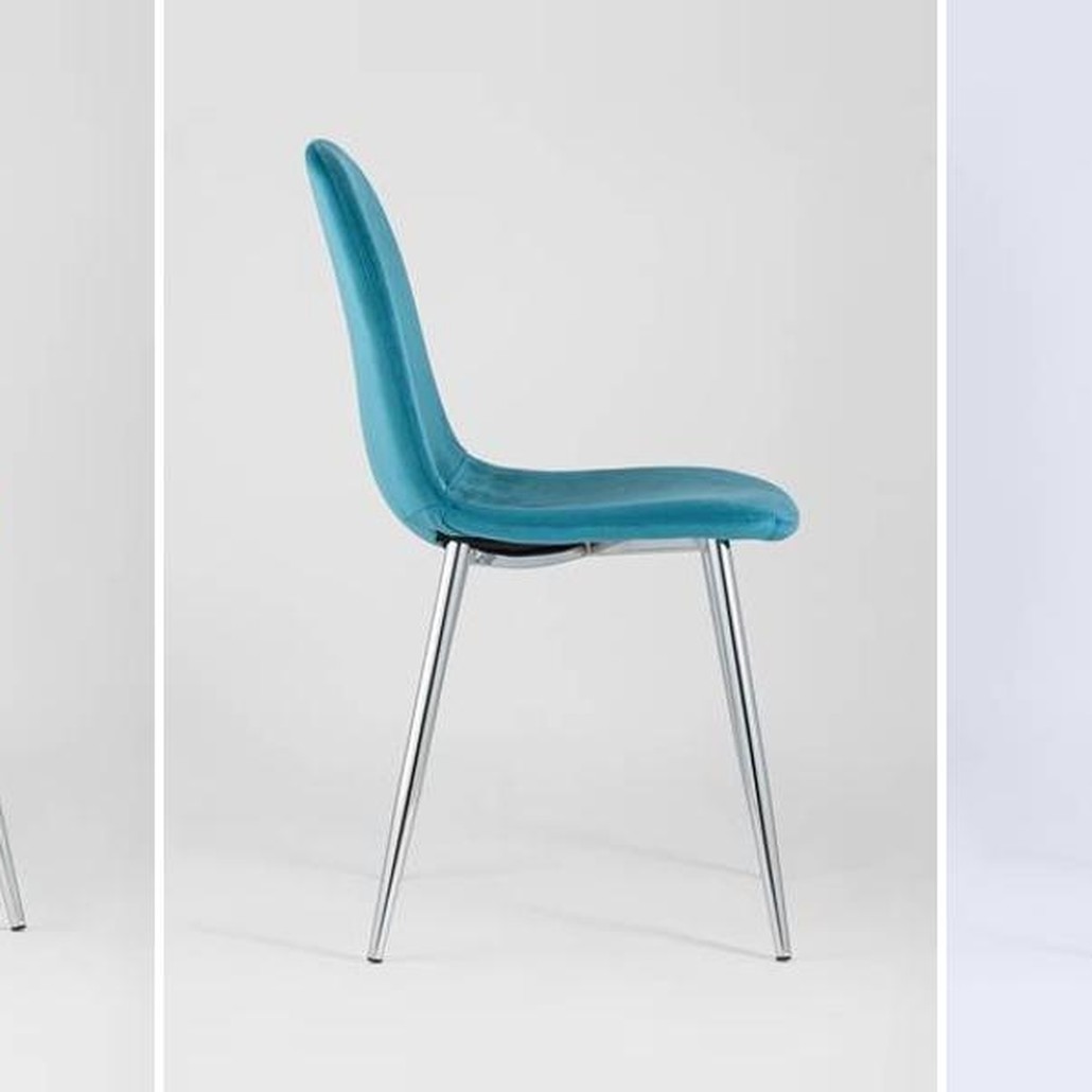 Стул Archie Chair Темно-Бирюзовый Велюр Хромированные ножки