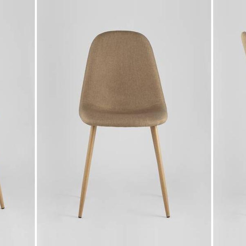 Стул Archie Chair Ткань Бежевая Рогожка Деревянные ножки